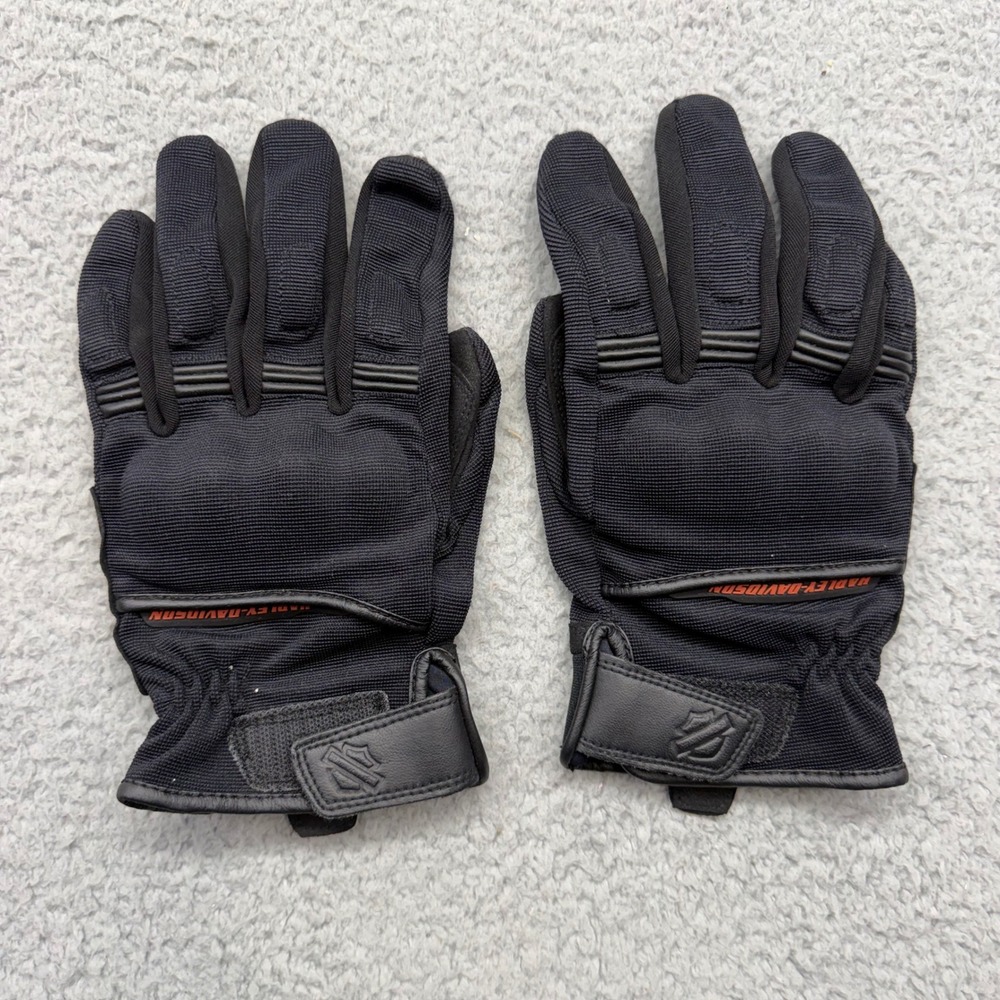 Harley-Davidson 97106-18EM Mens 2XL Knuckle Black Emmet CE Textile Riding Gloves